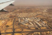 Aerial view of Jeddah, Saudi Arabia showcasing urban planning and desert surroundings.